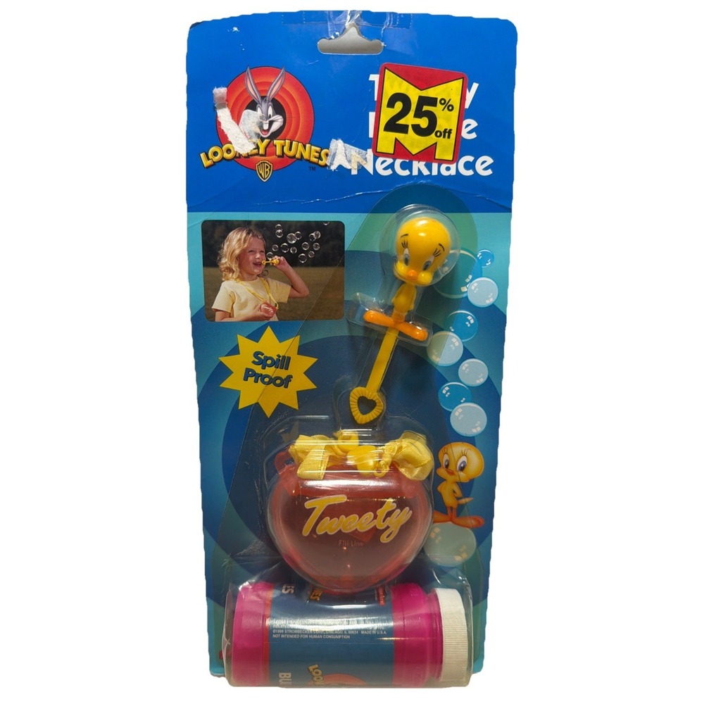 Vintage 1999 TWEETY BIRD Bubble Necklace Looney Tunes Tootsie Toy Spill Proof